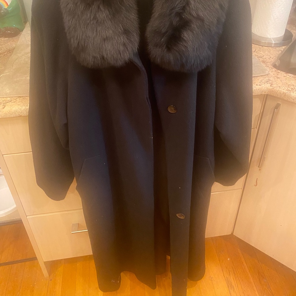 Fox trimmed wool coat